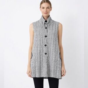 YUSHI LAGENLOOK CRINKLE VEST TOP SCRUNCH FUNNEL STAND UP NECK TUNIC TOP SZ L